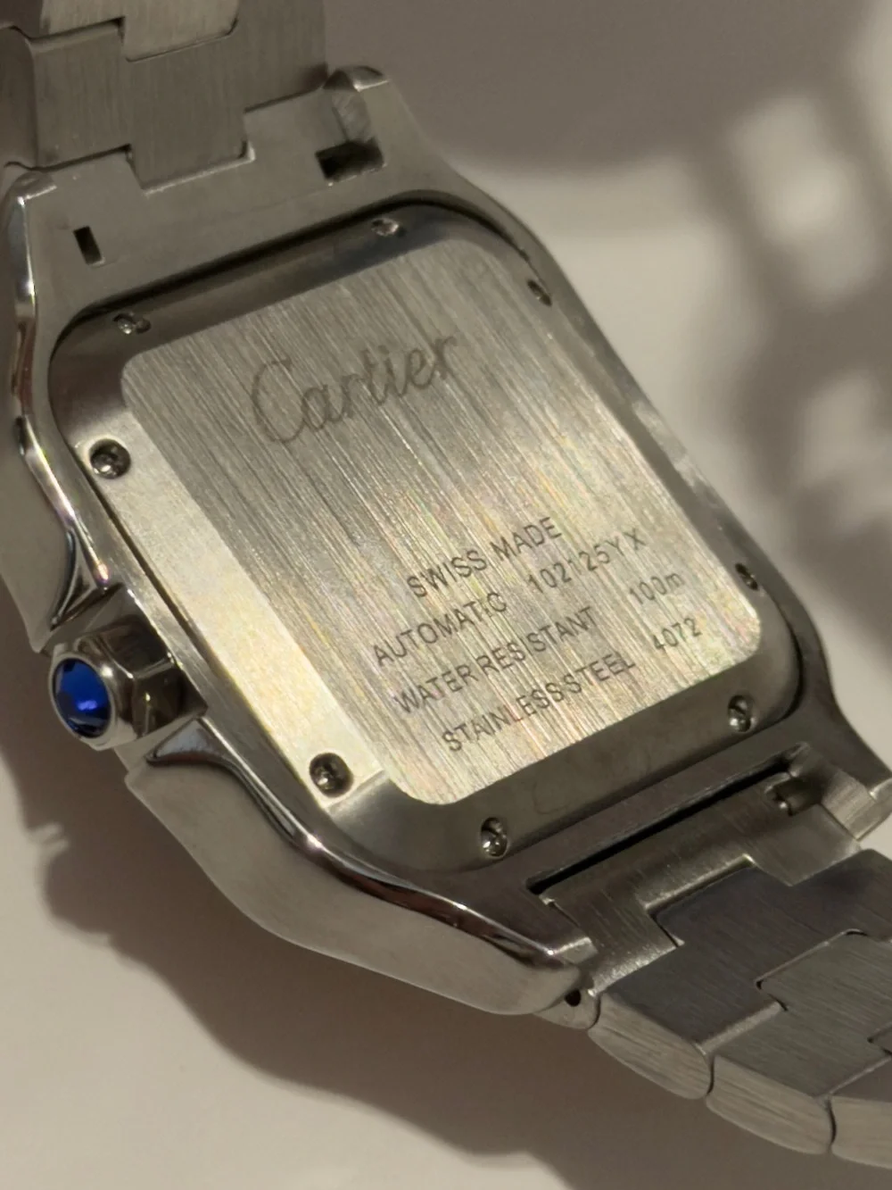 Cartier Santos Two Tone Watch Green Dial.